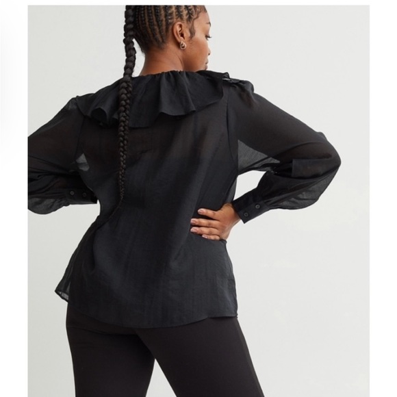 NWT!!  H&M Flounce Flounce Black Large L Sheer - Picture 2 of 8